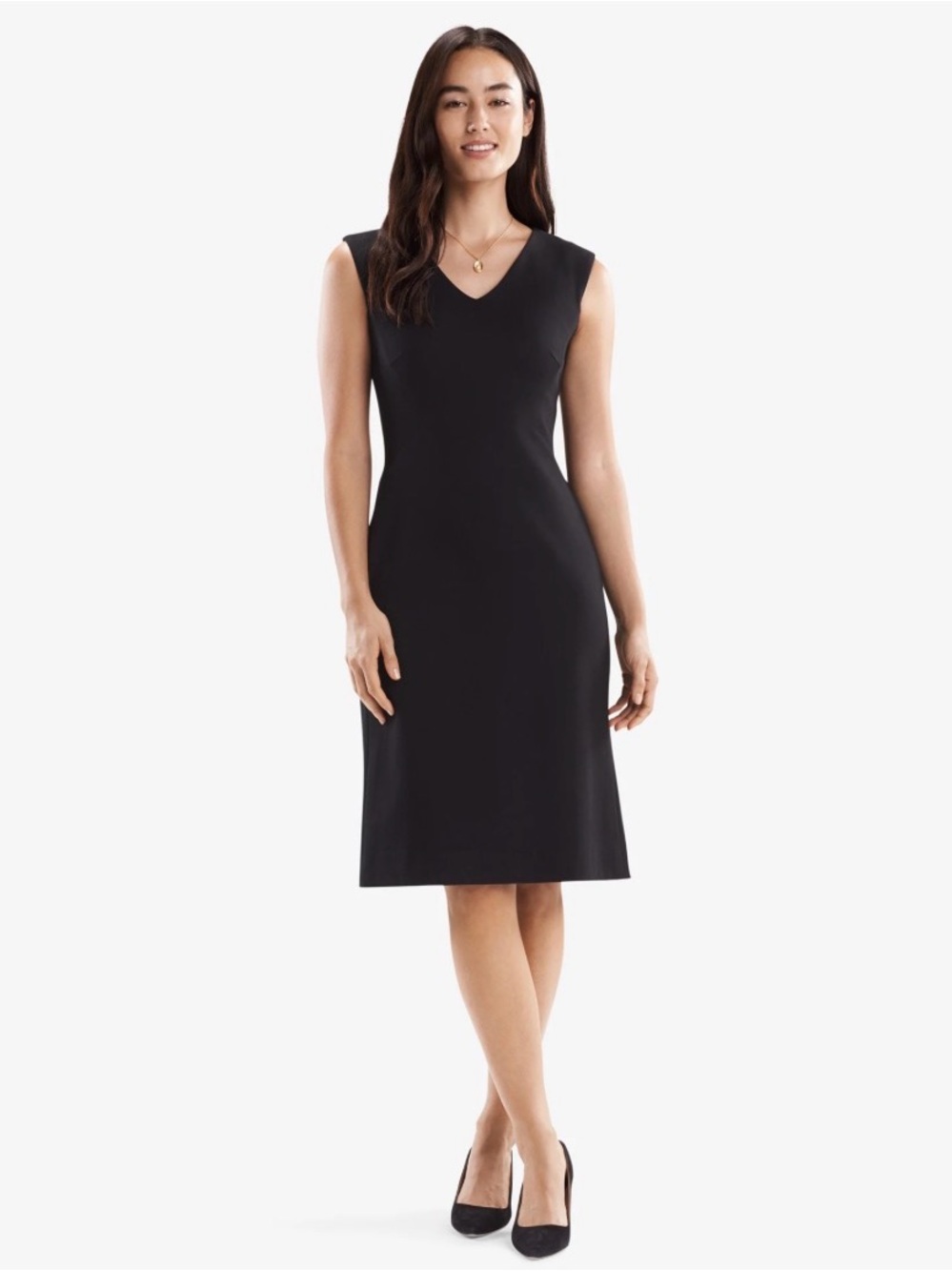MM LaFleur The Evelyn Dress 8 Black Textured Ponte Quiet Luxury Corporate Core - Picture 12 of 12